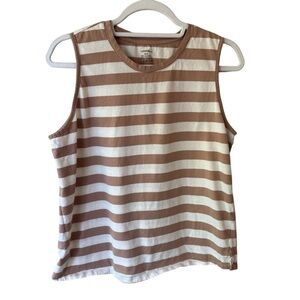 George Cream and White Sleeveless Muscle Tee Size M Casual Everyday